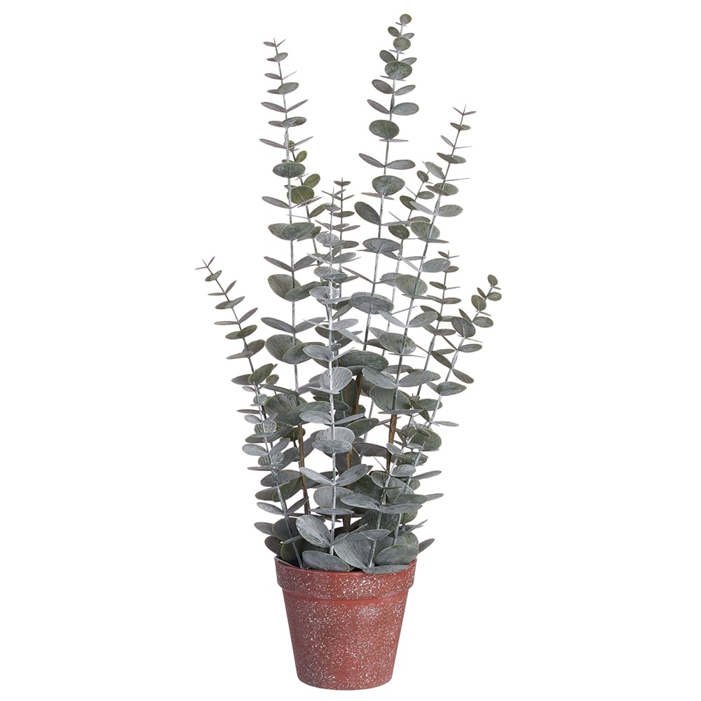 silver dollar eucalyptus potted plant 23" Eucalyptus Silk Plant w/Plastic Pot -Green/Gray (Pack of 4)