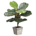 18" Fiddle Leaf Fig Silk Plant w/Wood Planter -Green (pack of 4) - LPF012-GR