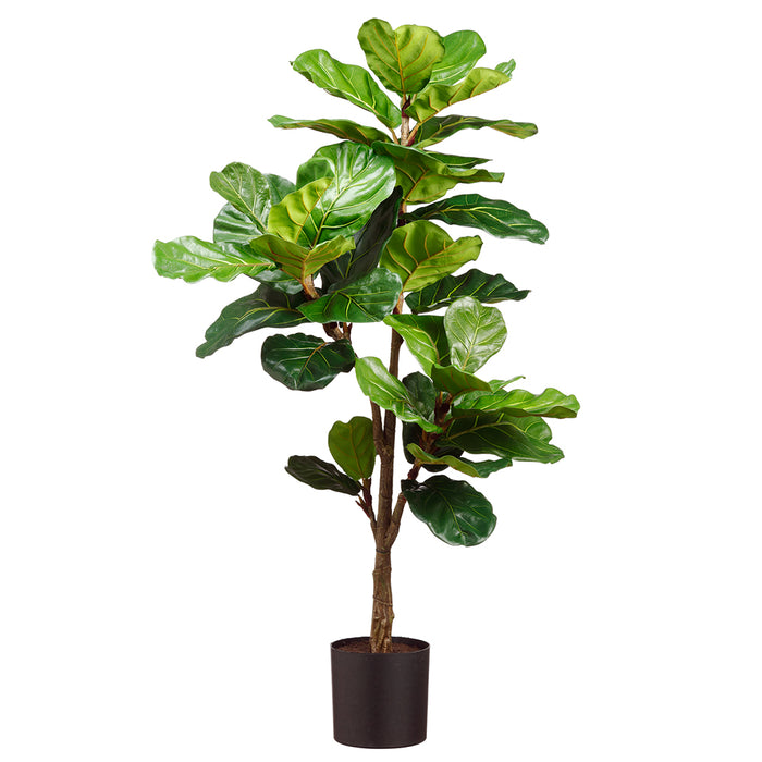4'8" Silk Fiddle Leaf Fig Plant w/Plastic Pot -Green - LPF225-GR