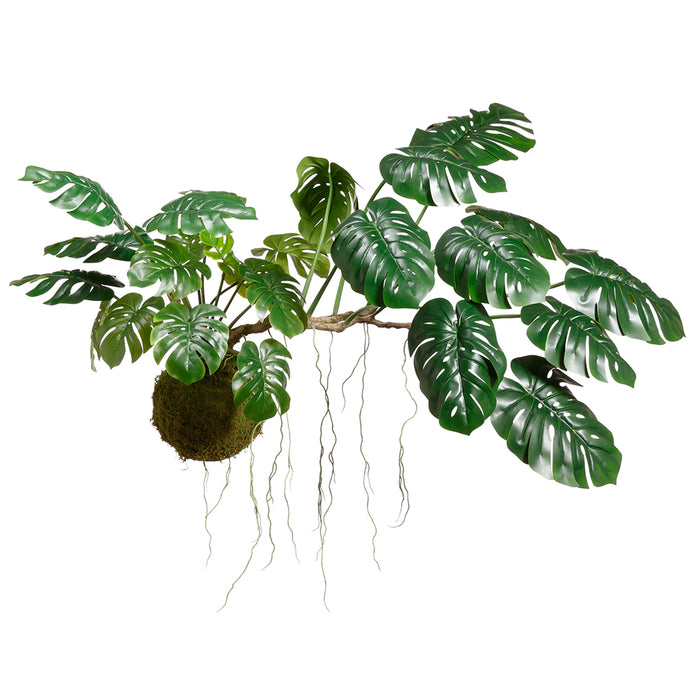 35" Silk Split Philodendron Monstera Leaf Plant w/Wall Mount -Green - LPM027-GR