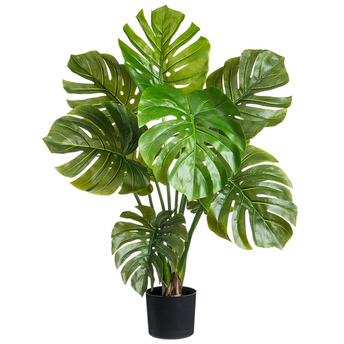 fake monstera plant large 36" Large Leaf Silk Split Philodendron Monstera Plant w/Plastic Pot — Silks Are Forever