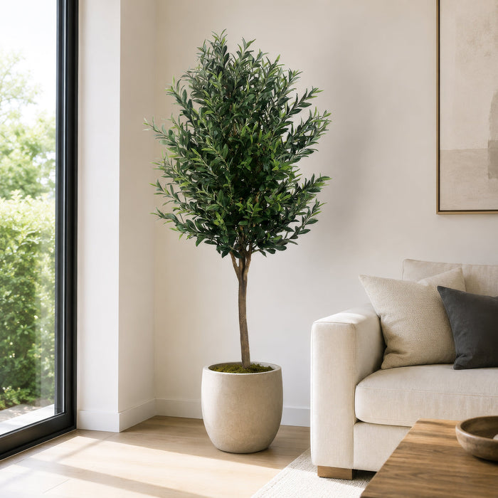 5' Olive Silk Tree w/Pot -2 Tone Green (Pack of 2) - LPO415-GR/TT