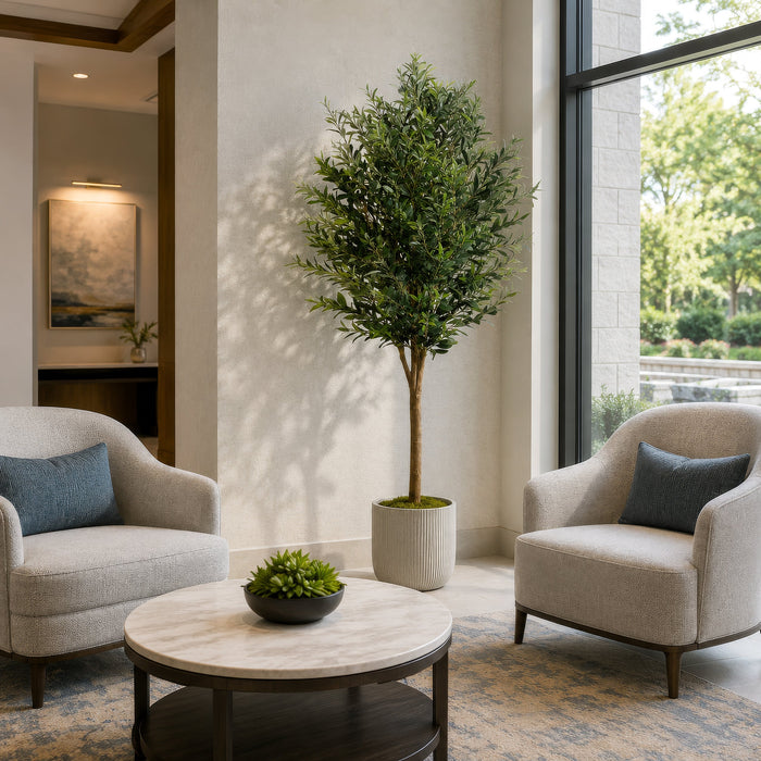 6' Olive Silk Tree w/Pot -2 Tone Green - LZO416-GR/TT