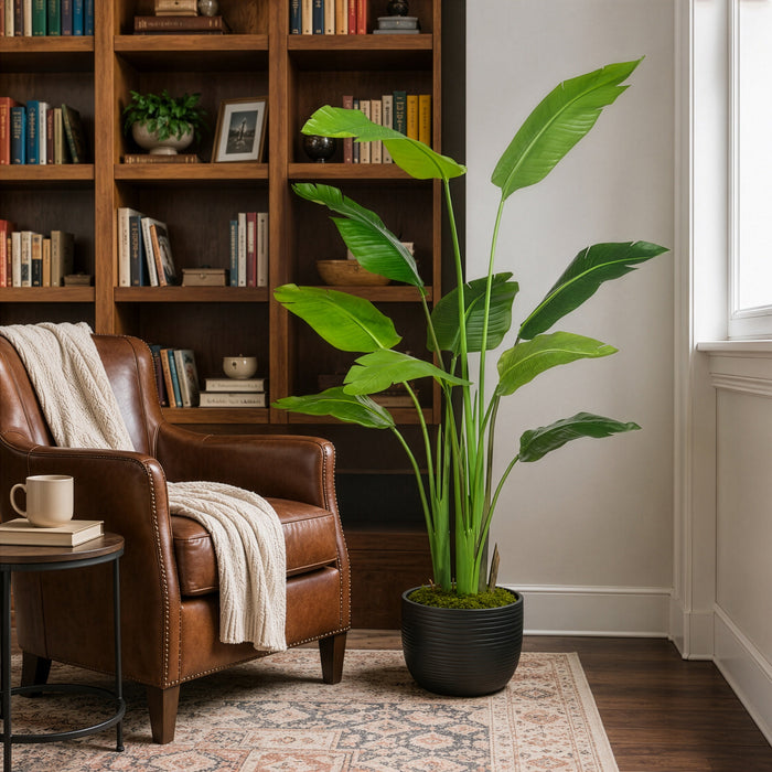 5' Bird Of Paradise Silk Plant w/Plastic Pot -Green (Pack of 2) - LPP005-GR