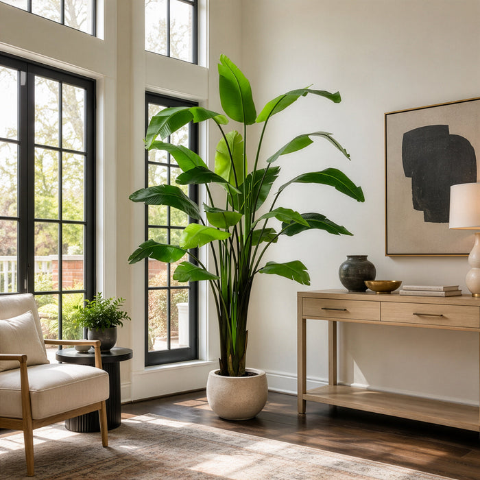 8' Bird Of Paradise Silk Plant w/Plastic Pot -Green (Pack of 2) - LPP008-GR