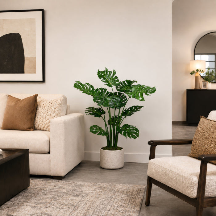 4' Silk Split Philodendron Monstera Plant w/Plastic Pot -Green (Pack of 2) - LPP113-GR