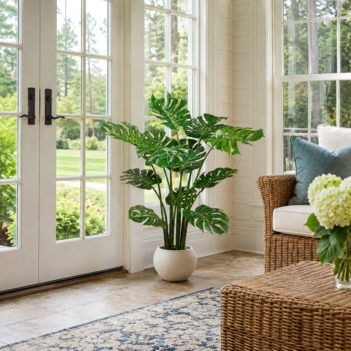 4' Silk Split Philodendron Monstera Plant w/Plastic Pot -Green (Pack of 2) - LPP113-GR