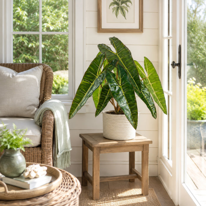 33" Philodendron Spiritus Sancti Leaf Silk Plant w/Plastic Pot -Green - LPP118-GR