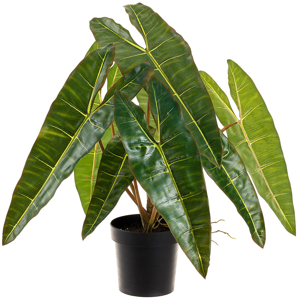 philodendron faux spit 33" Philodendron Spiritus Sancti Leaf Silk Plant w/Plastic Pot -Green
