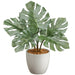 13" Split Philodendron Monstera Leaf Silk Plant w/Ceramic Pot -Green (pack of 6) - LPP171-GR