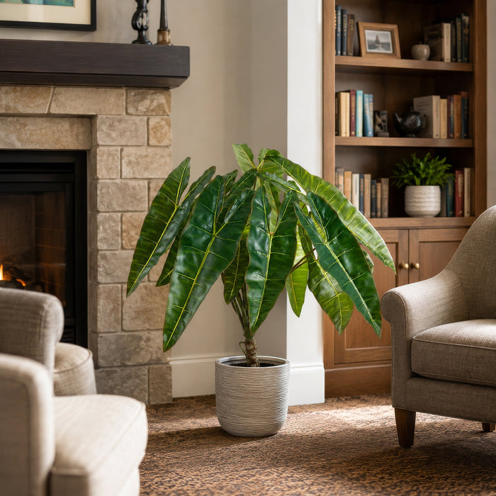 41" Philodendron Spiritus Sancti Leaf Silk Plant w/Plastic Pot -Green - LPP221-GR