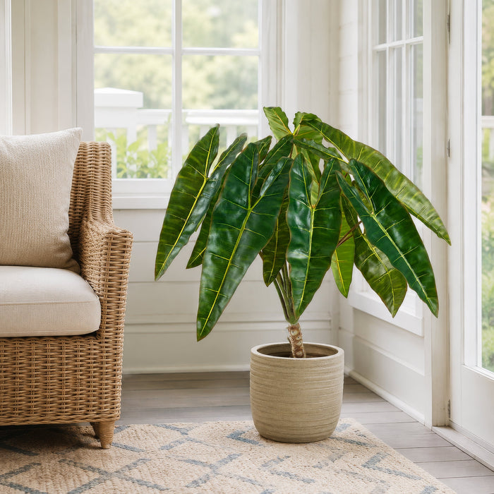 41" Philodendron Spiritus Sancti Leaf Silk Plant w/Plastic Pot -Green - LPP221-GR