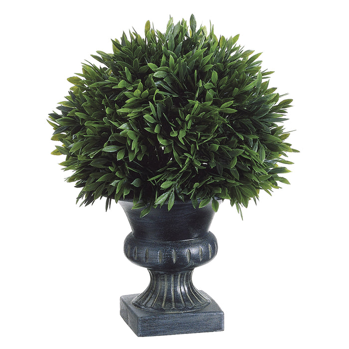 9"Hx6.5"W Podocarpus Ball Artificial Topiary Plant w/Plastic Urn (pack of 6) - LPP560-GR