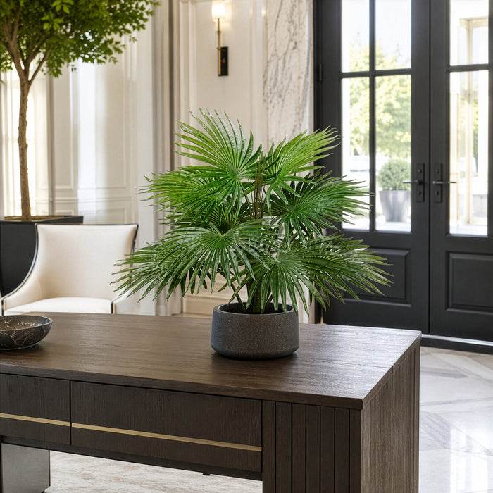 25" Real Touch Silk Fountain Palm Plant w/Plastic Pot -Green (Pack of 4) - LPP925-GR