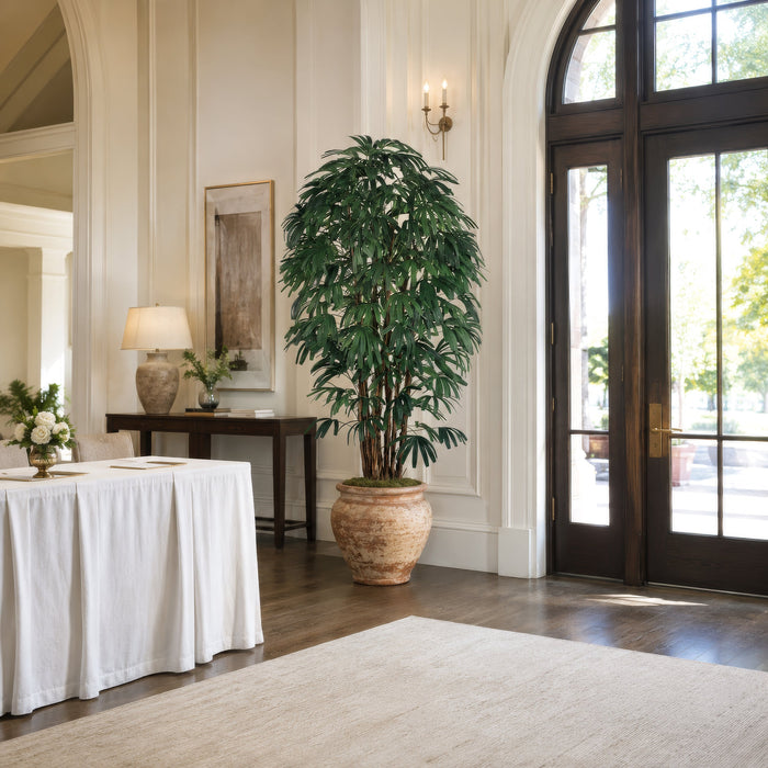 8' Rhapis Silk Palm Tree w/Pot -2 Tone Green (Pack of 2) - LPR318-GR/TT