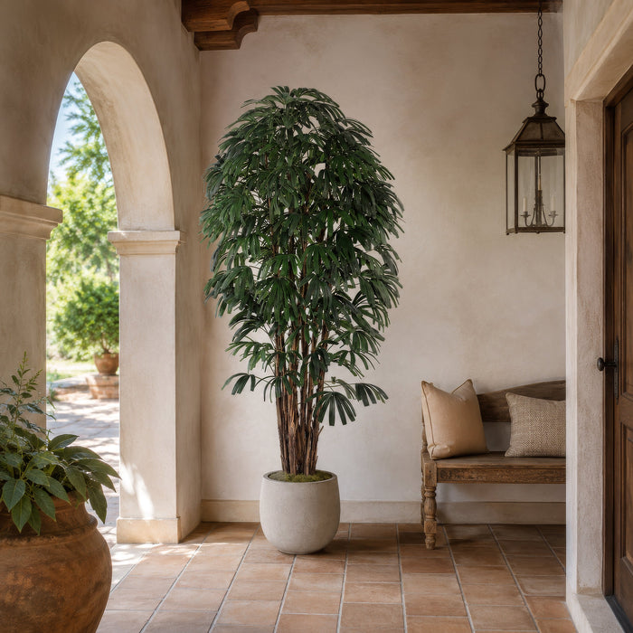 8' Rhapis Silk Palm Tree w/Pot -2 Tone Green (Pack of 2) - LPR318-GR/TT
