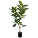 4'8" Silk Rubber Tree w/Plastic Pot -Green - LPR345-GR