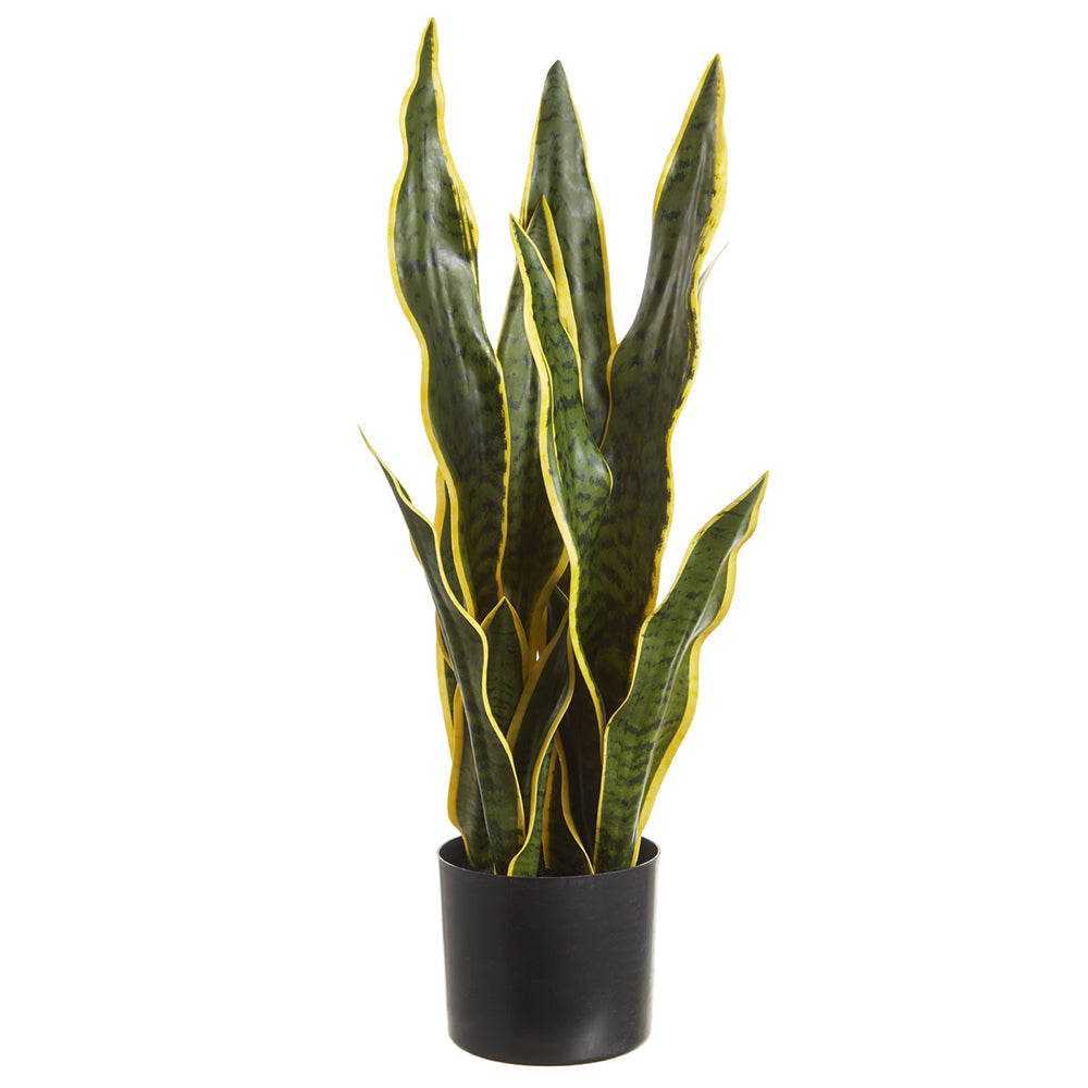 faux snake plant succulent 28" Sansevieria Snake Artificial Plant w/Pot -Green/Variegated — Silks Are Forever