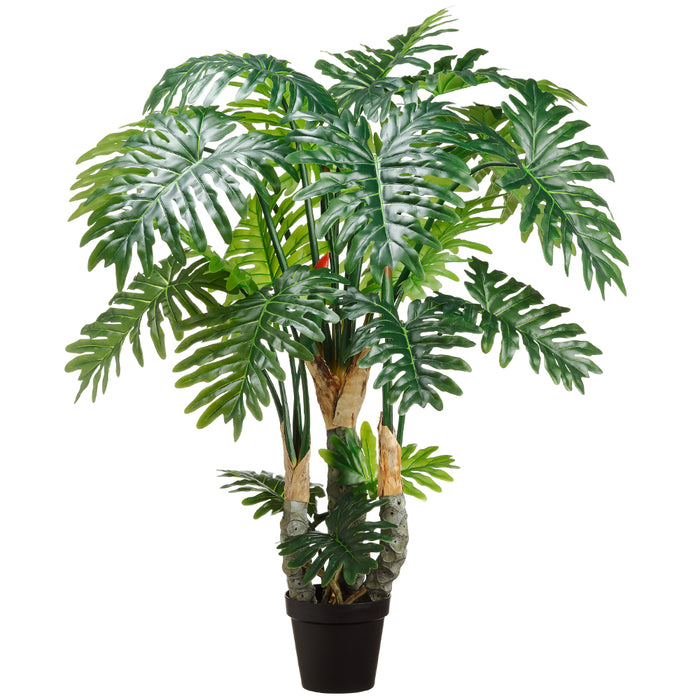 tri leaf philodendron 5'7" Triple Trunk Selloum Philodendron Leaf Silk Plant w/Plastic Pot — Silks Are Forever