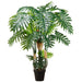 5'7" Triple Trunk Selloum Philodendron Leaf Silk Plant w/Plastic Pot -Green (pack of 2) - LPS167-GR