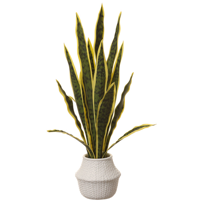 28" Sansevieria Snake Artificial Plant w/Pot -Green/Yellow (pack of 2) - LPS217-GR/YE