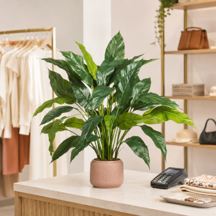 29.5" Silk Peace Lily Spathiphyllum Plant w/Pot -Green (Pack of 2) - LPS230-GR