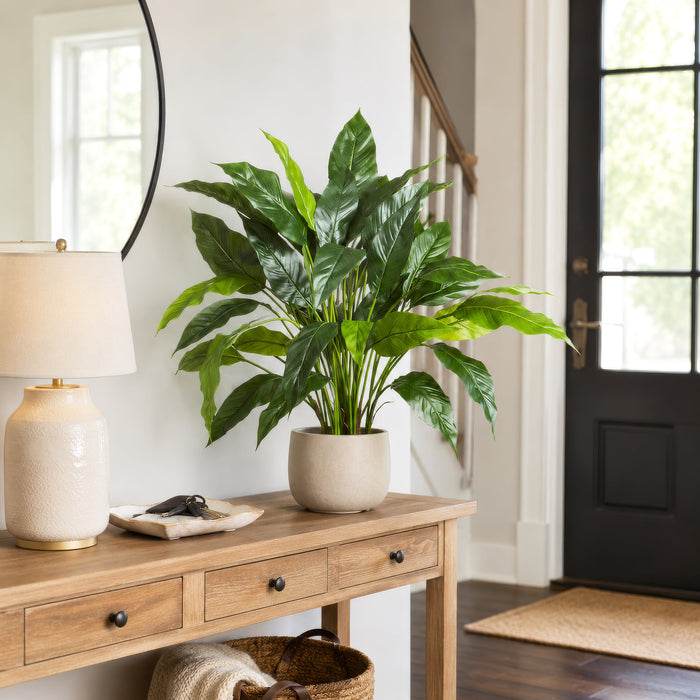 29.5" Silk Peace Lily Spathiphyllum Plant w/Pot -Green (Pack of 2) - LPS230-GR