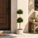 39" Outdoor UV-Resistant Artificial Double Tea Leaf Ball-Shaped Topiary w/Pot -Green (Pack of 2) - LPT028-GR