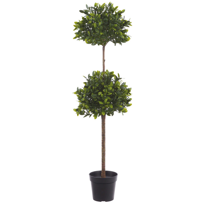 39" Outdoor UV-Resistant Artificial Double Tea Leaf Ball-Shaped Topiary w/Pot -Green (Pack of 2) - LPT028-GR