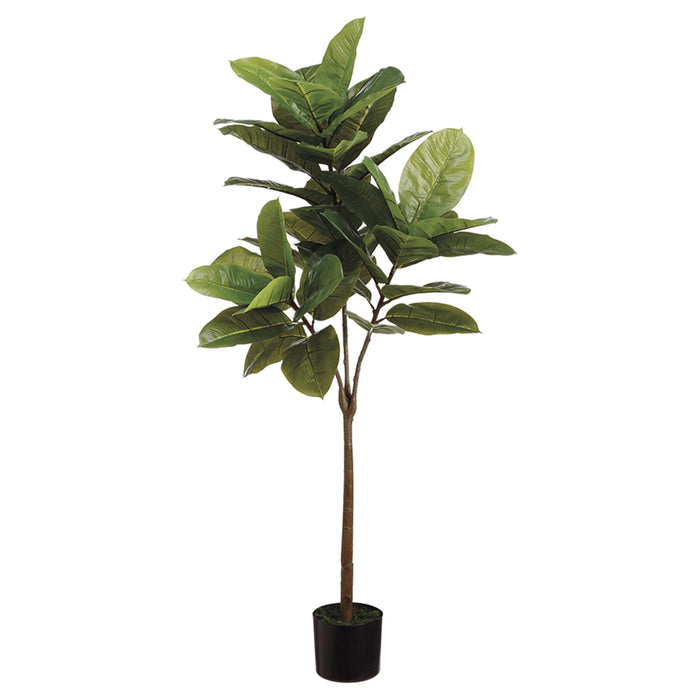 silk rubber tree 4'6" Rubber Leaf Silk Tree w/Pot -Green (Pack of 4)