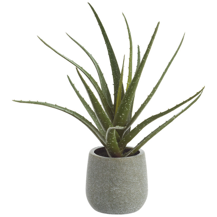 12" Aloe Artificial Plant w/Plastic Pot -Green (Pack of 6) - LQA600-GR