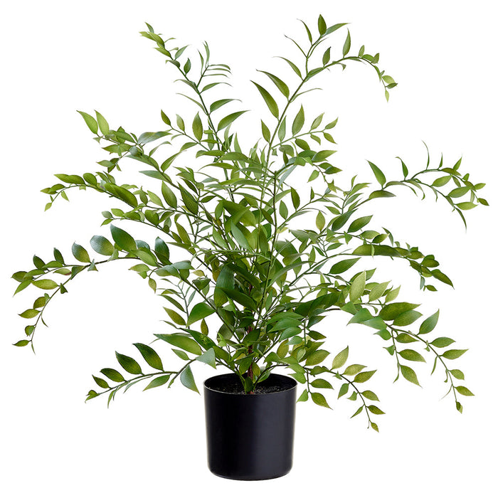 26.5" Asian Bayberry Leaf Silk Plant w/Plastic Pot -Green (Pack of 4) - LQB155-GR