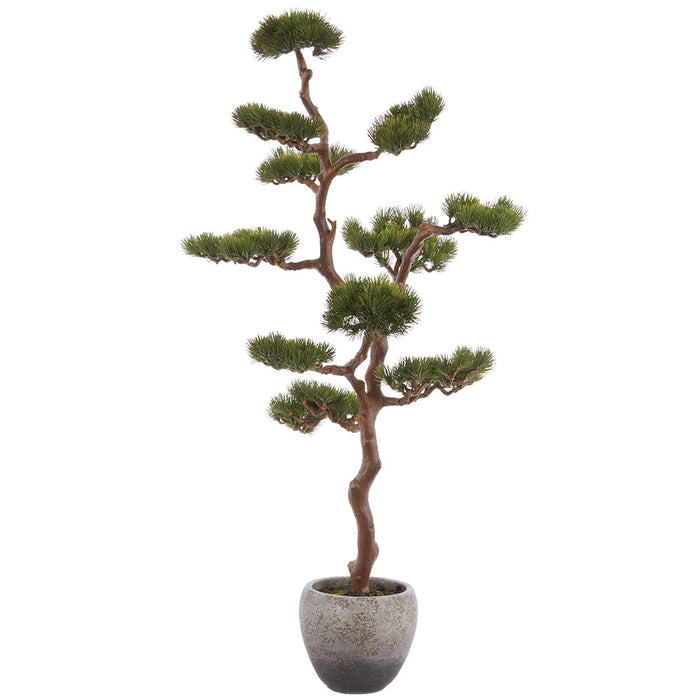 37" Black Pine Artificial Bonsai Tree w/Cement Planter -Green - LQB449-GR