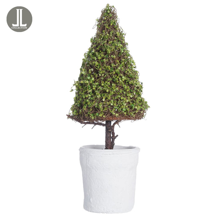18" Baby's Tear Cone-Shaped Artificial Topiary w/Clay Pot -Green (Pack of 4) - LQB816-GR