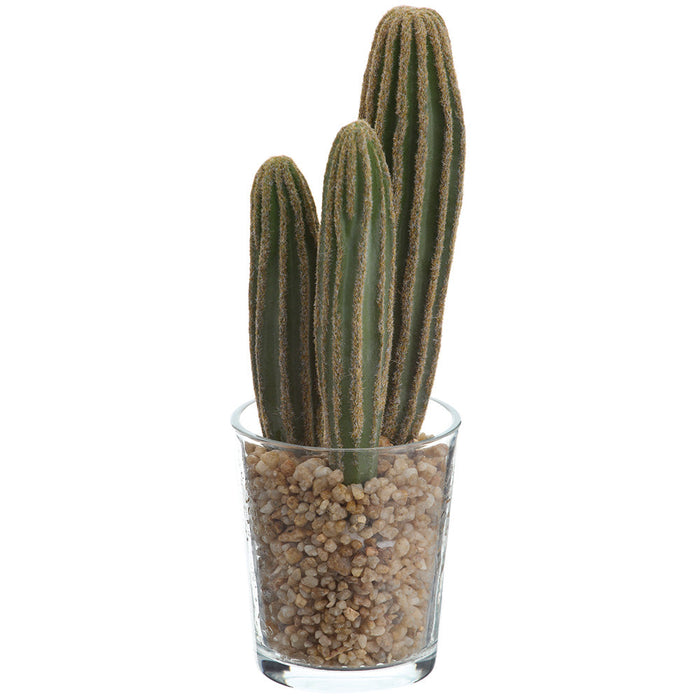10" Column Cactus Artificial Plant w/Glass Vase -Green (Pack of 6) - LQC200-GR