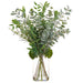 34" Eucalyptus & Ruscus Leaf Silk Arrangement w/Glass Vase -Green/Gray - LQE182-GR/GY