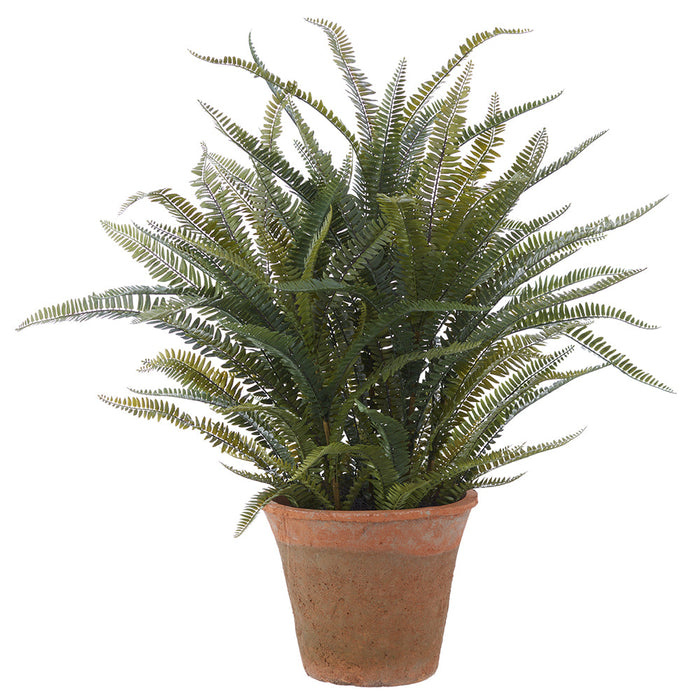 41" Boston Fern Silk Plant w/Clay Pot -Green - LQF017-GR