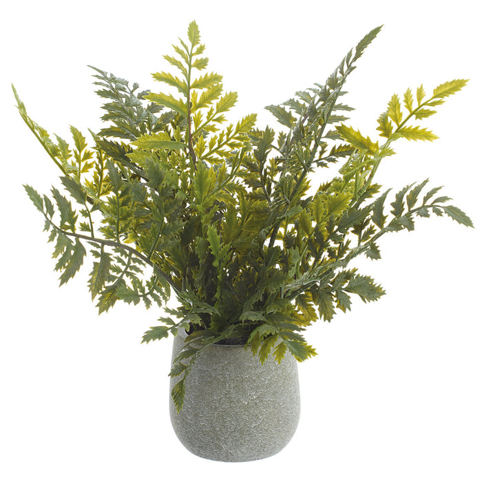 11" PE Fern Artificial Plant w/Plastic Pot -Green (Pack of 6) - LQF025-GR