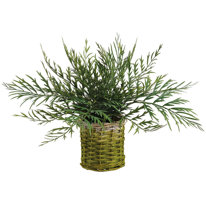 15.5" Hen And Chicken Fern Artificial Plant w/Basket -Green (Pack of 4) - LQF061-GR