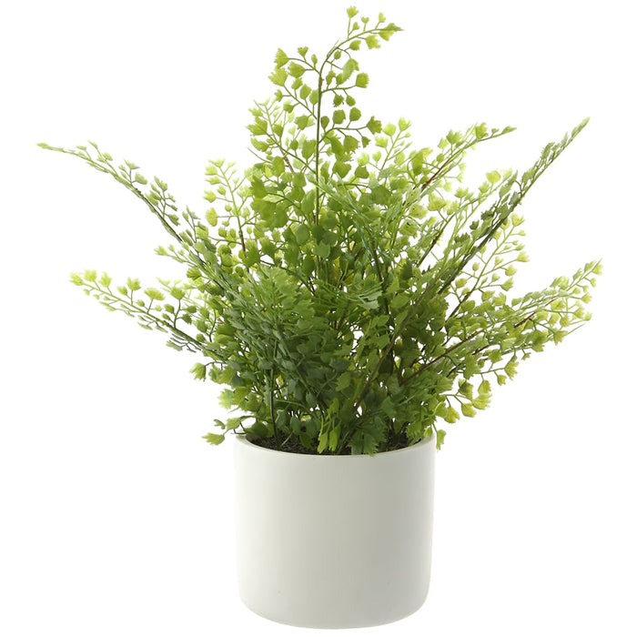 18" Silk Fern Leaf Plant w/Poly Resin Pot -Green (pack of 4) - LQF087-GR