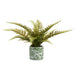 10" Leather Fern Leaf Silk Plant w/Ceramic Vase -Green (Pack of 4) - LQF118-GR