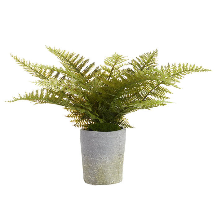 10.5" Leather Fern Leaf Silk Plant w/Mgo Pot -Green (Pack of 4) - LQF119-GR