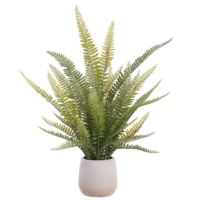 2" Sword Fern Leaf Silk Plant w/Plastic Pot -Green (Pack of 4) - LQF214-GR