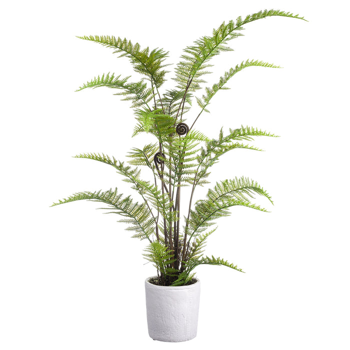 38" Artificial Leather Fern Plant w/Magnesium Oxide Pot -Green (pack of 2) - LQF230-GR