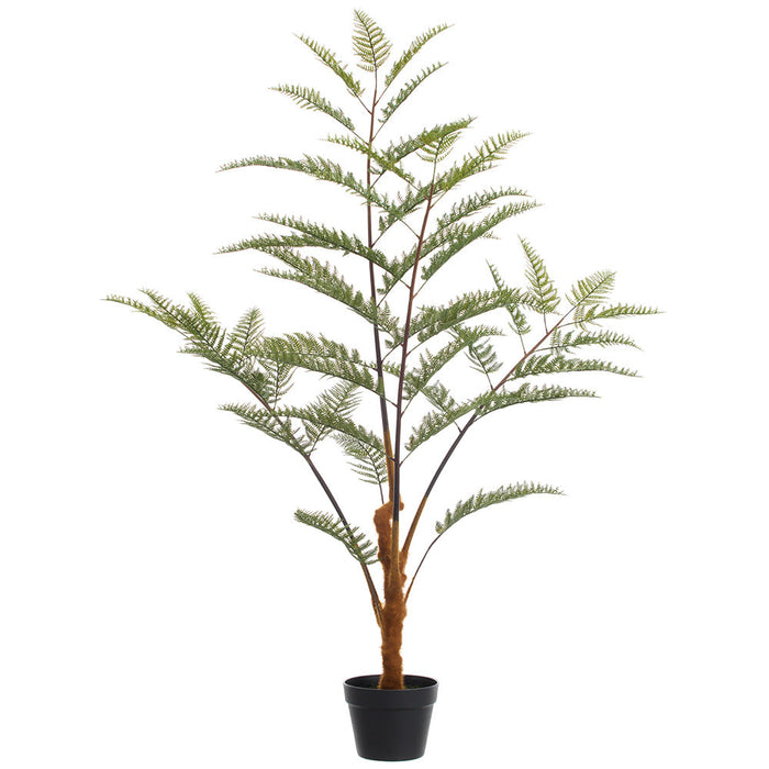 4'2" Double Leather Fern Silk Plant w/Plastic Pot -Green (Pack of 2) - LQF320-GR