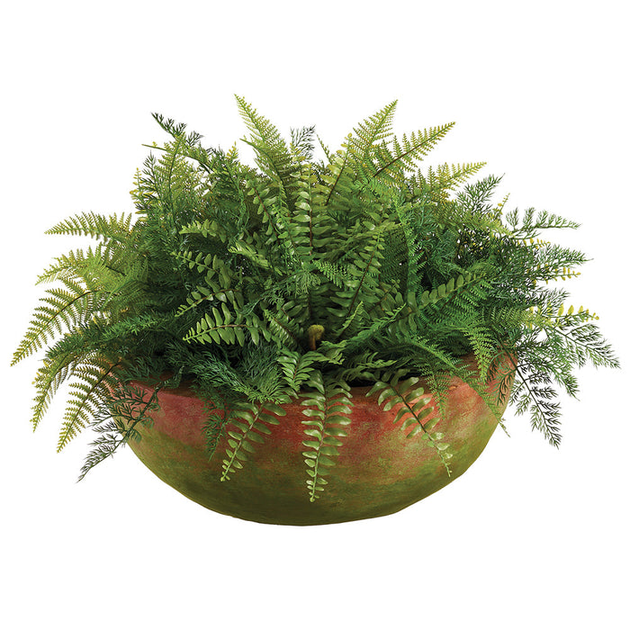 21.5" Mixed Fern Artificial Plant w/Mgo Planter -Green - LQF339-GR
