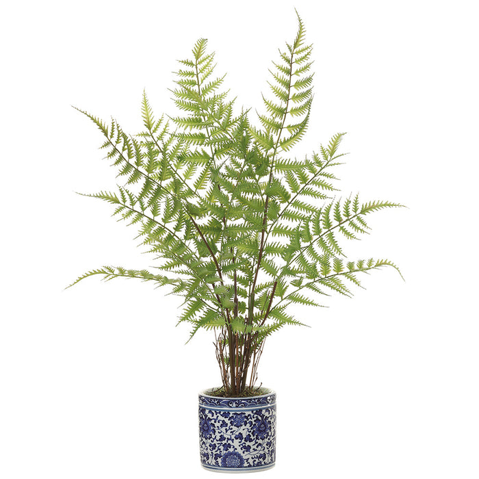 22" Forest Fern Leaf Artificial Plant w/Ceramic Vase -Green (pack of 2) - LQF532-GR