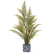 33" Leather Fern Leaf Artificial Plant w/Ceramic Vase -Green (pack of 2) - LQF533-GR