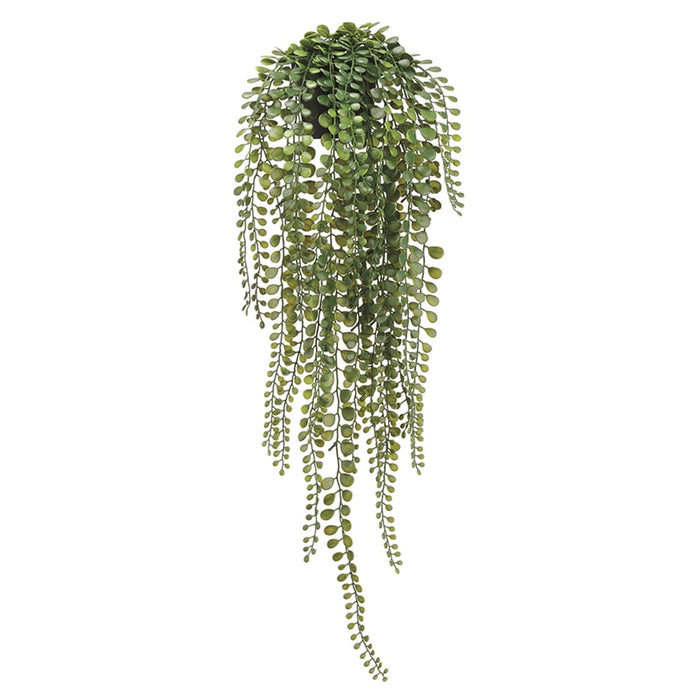 24" Hanging Silk Button Leaf Fern Plant w/Pot -Green (pack of 6) - LQF569-GR