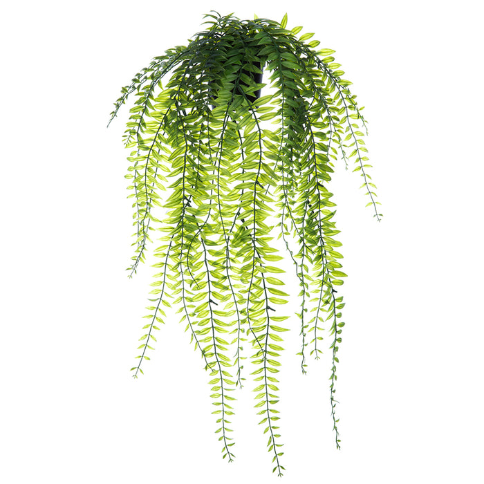 25" Hanging Sword Fern Leaf Silk Plant w/Plastic Pot -Green (pack of 6) - LQF572-GR